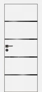 Межкомнатная дверь PX-17 черная кромка с 4-х ст. Белый матовый