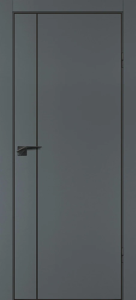 Фото Межкомнатная дверь P-21  черный молдинг PET,  кромка ABS черная c 4-х ст. Графит матовый