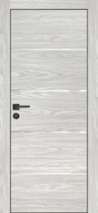 Межкомнатная дверь PX-17 черная кромка с 4-х ст. Дуб скай бежевый