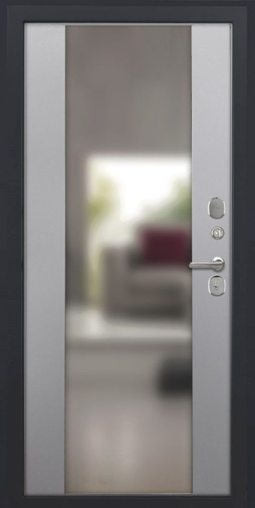Входная дверь ДвериПРО Квадро Алиса (16мм, ПВХ софт грей, зеркало) DPRO196432 внутренняя сторона
